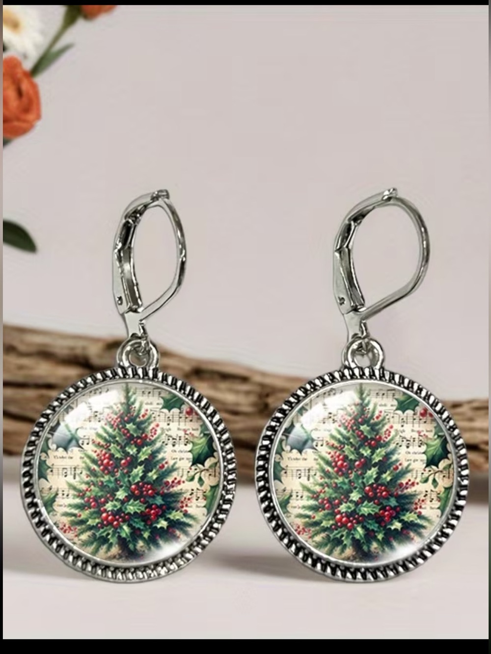 Christmas Tree retro Round Dangle Earrings - new
